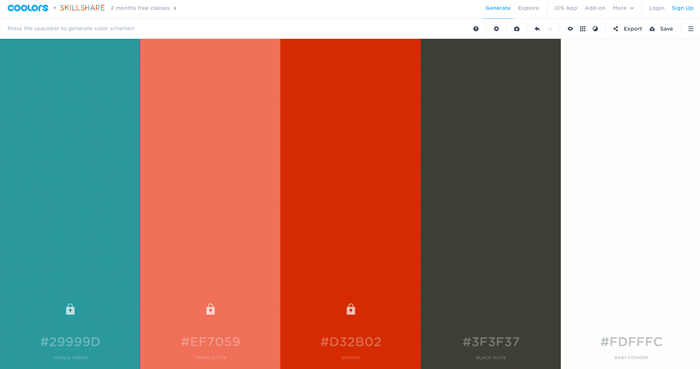 combinar colores coolors